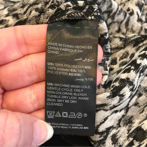 WHBM gray and black leopard animal print sheer button front midi dress size 8 - Picture 14 of 15